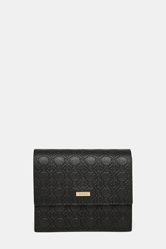 BLACK MONOGRAM LEATHER BAG