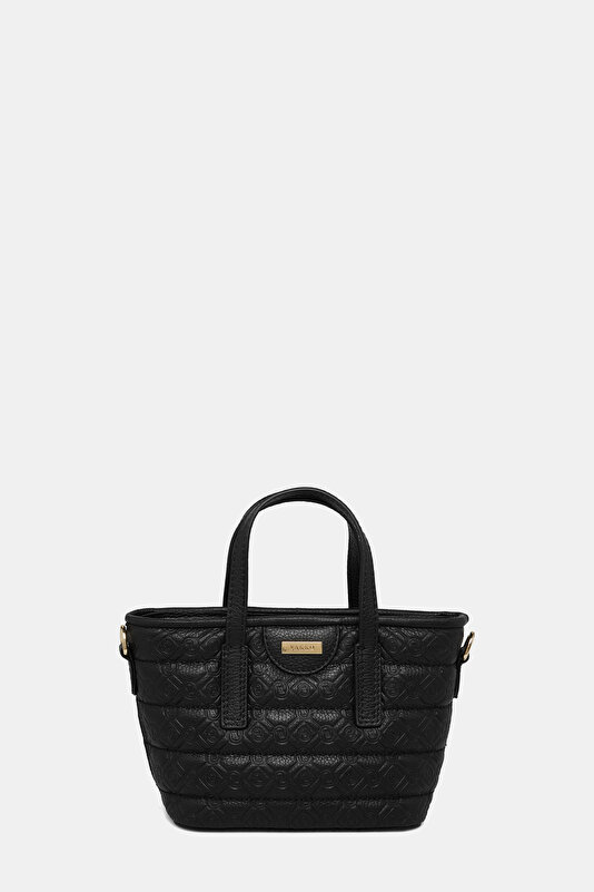 BLACK MONOGRAM LEATHER BAG