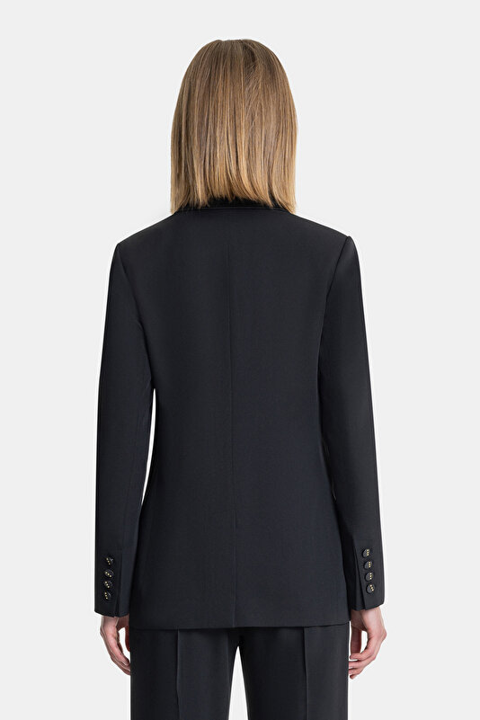BLACK SURPLICE NECKLINE (CROSS-OVER NECKLINE) JACKET 2