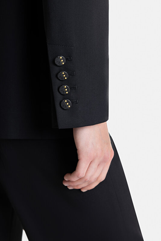 BLACK SURPLICE NECKLINE (CROSS-OVER NECKLINE) JACKET 3