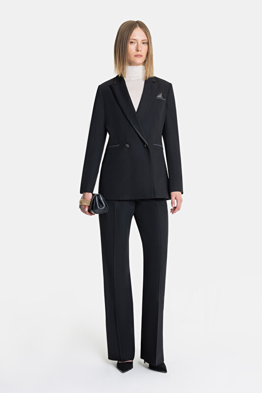 BLACK SURPLICE NECKLINE (CROSS-OVER NECKLINE) JACKET 4