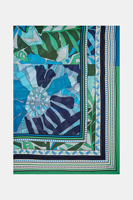 GREEN FLORAL PATTERN CASHMERE/SILK SHAWL