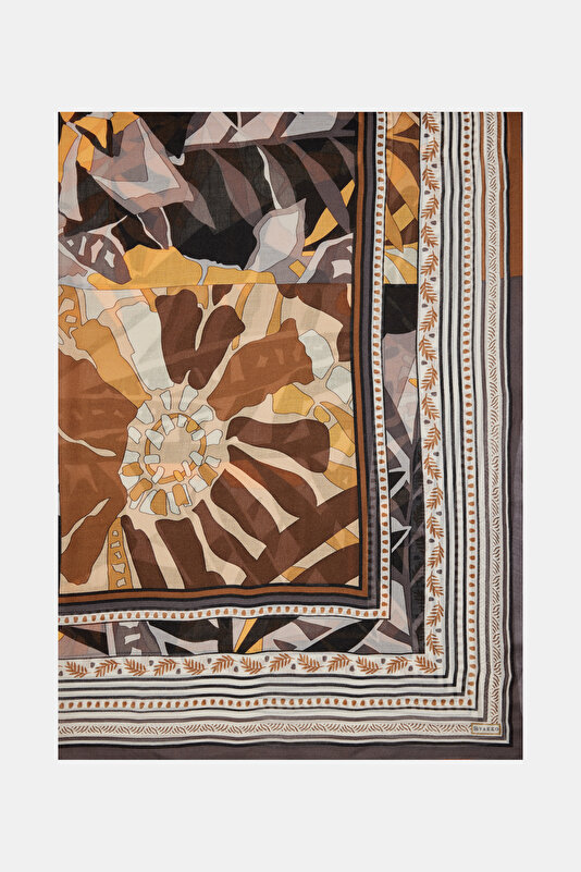 GREY FLORAL PATTERN CASHMERE/SILK SHAWL
