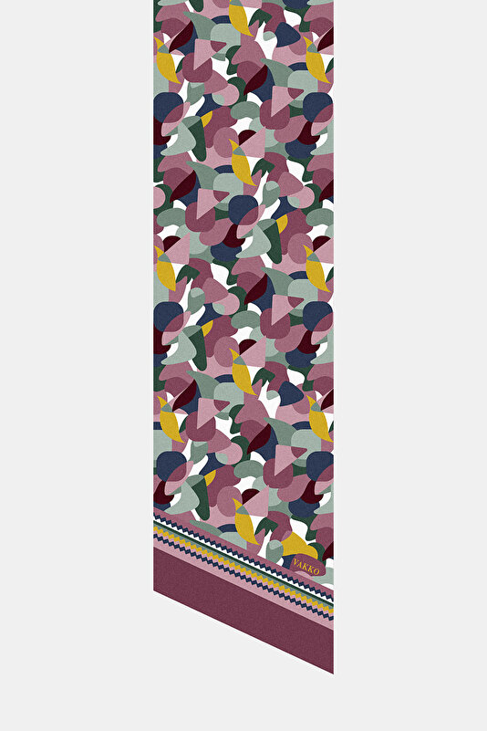 GEOMETRİK DESENLİ TWILL İPEK FULAR 4