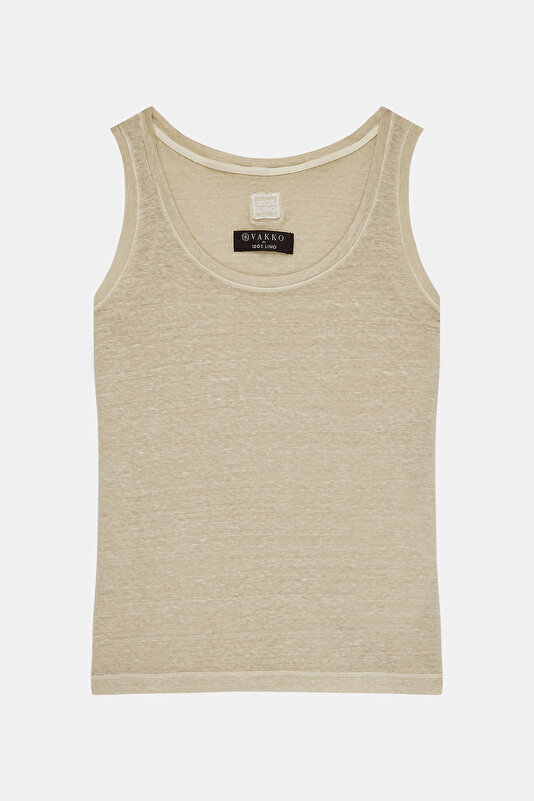 BEJ KETEN ASKILI T-SHIRT