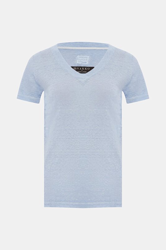 BLUE V NECK SHORT SLEEVE TSHIRT
