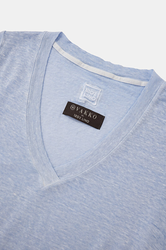 BLUE V NECK SHORT SLEEVE TSHIRT 3