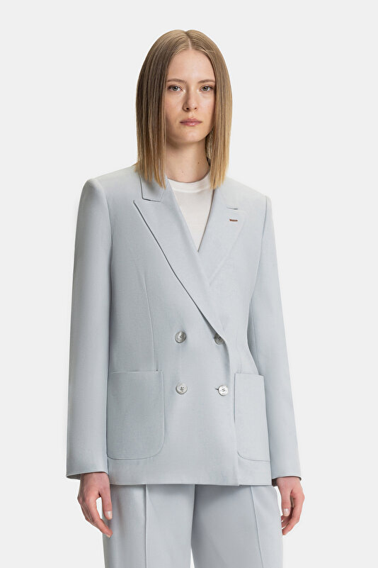 LIGHT GREY SURPLICE NECKLINE (CROSS-OVER NECKLINE) JACKET