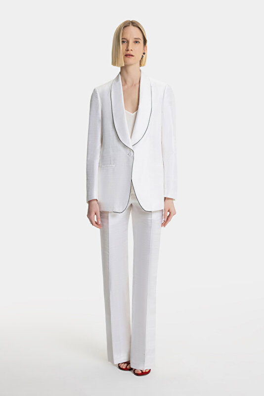 ECRU WIDE LEG TROUSERS