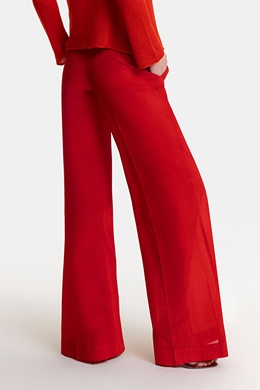 RED WIDE LEG TROUSERS 3