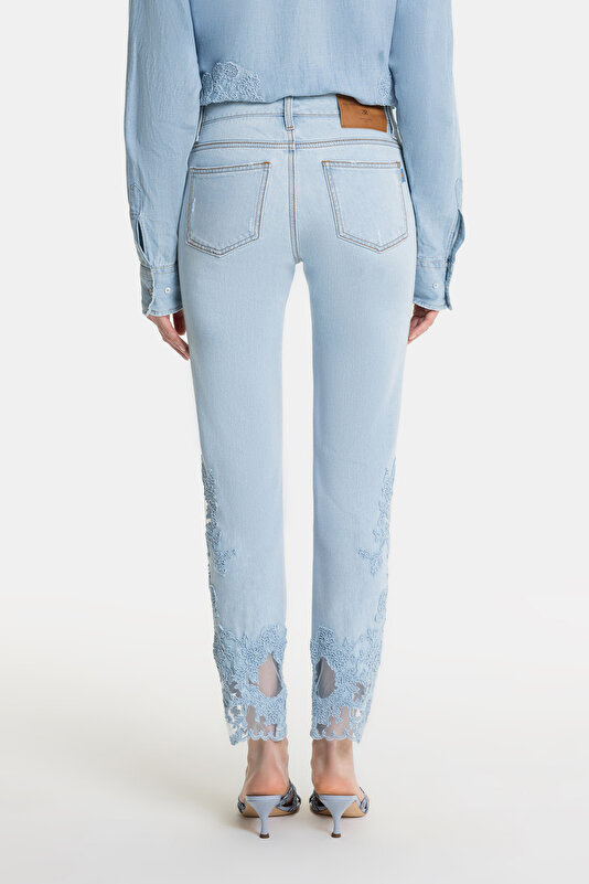 MAVİ İŞLEMELİ DENIM PANTOLON 3