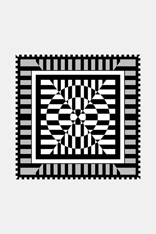 GREY GEOMETRIC DESIGN TWILL SCARF