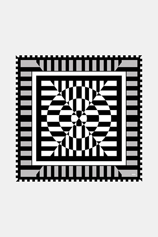 GEOMETRİK DESENLİ TWILL İPEK EŞARP