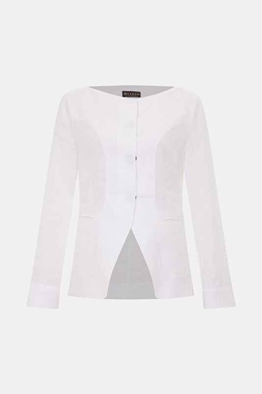 WHITE BOAT NECK JACKET