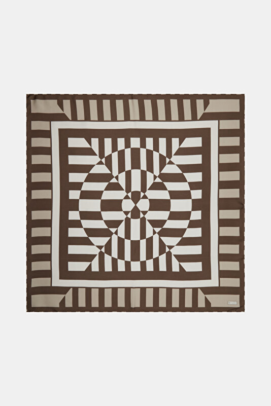 MINK GEOMETRIC DESIGN TWILL SCARF