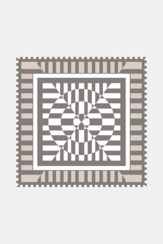 MINK GEOMETRIC DESIGN TWILL SCARF
