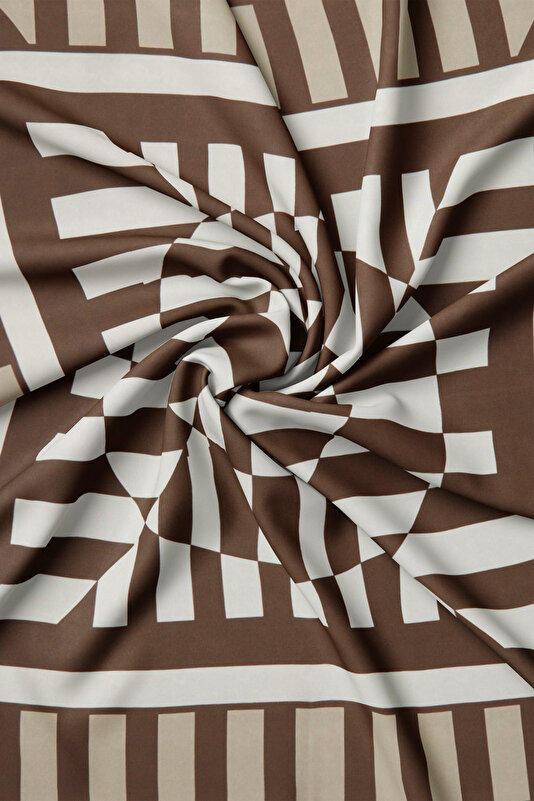 GEOMETRİK DESENLİ TWILL İPEK EŞARP 2