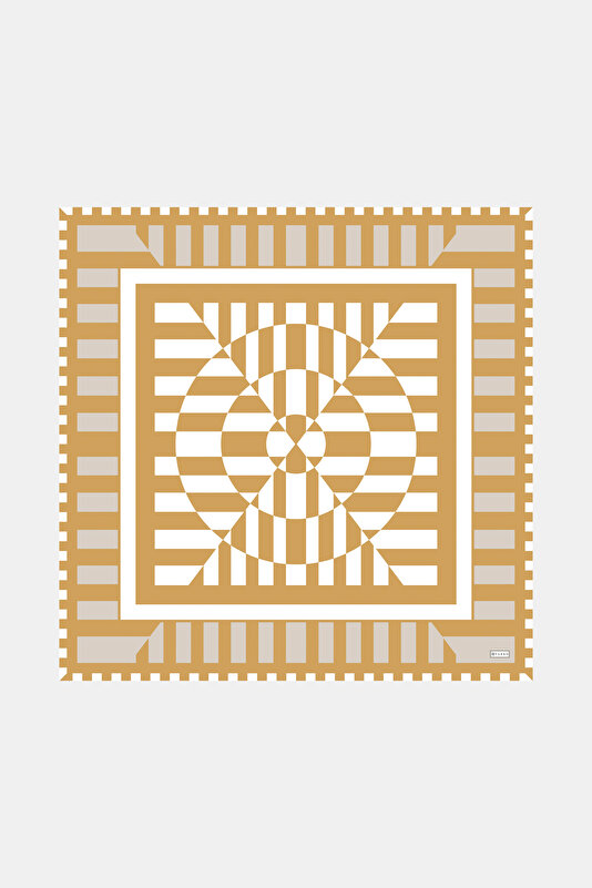 MINK GEOMETRIC DESIGN TWILL SCARF