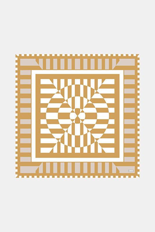 GEOMETRİK DESENLİ TWILL İPEK EŞARP