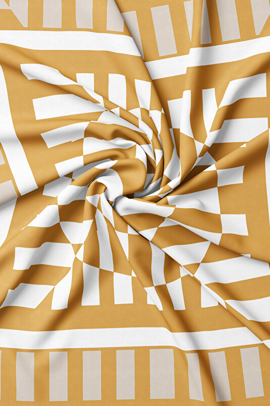GEOMETRİK DESENLİ TWILL İPEK EŞARP 2