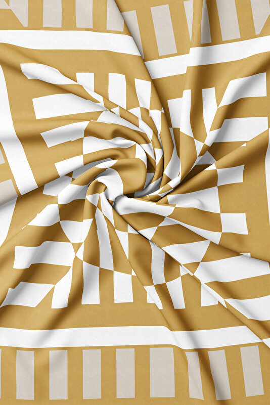 GEOMETRİK DESENLİ TWILL İPEK EŞARP 2