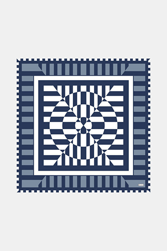 GEOMETRİK DESENLİ TWILL İPEK EŞARP