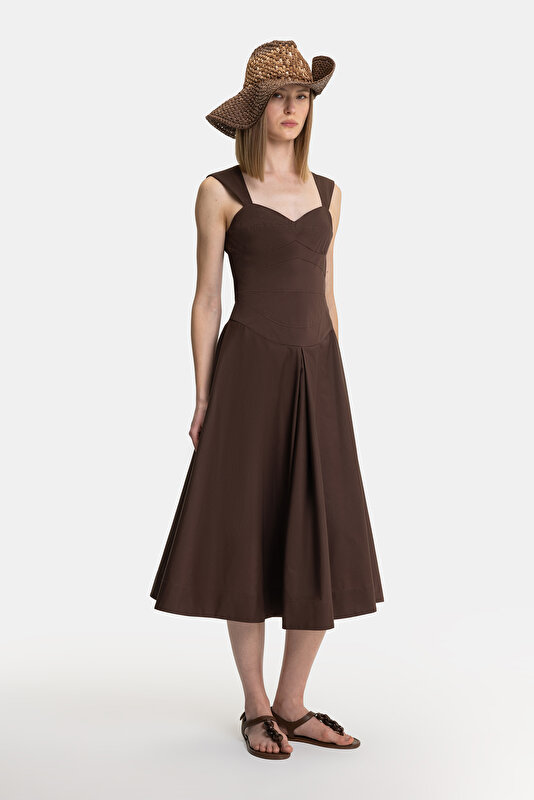 DARK BROWN SLEEVELESS SUSPENDER DRESS 4
