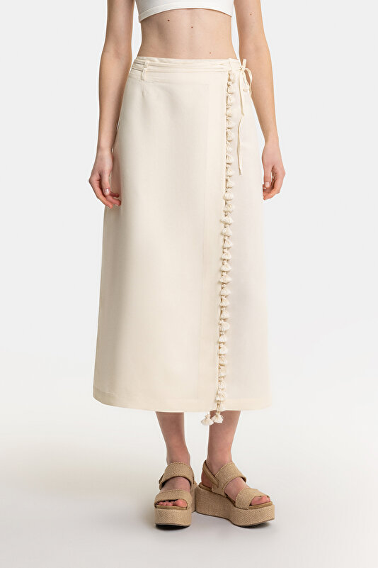 CREAM MIDI SKIRT 2