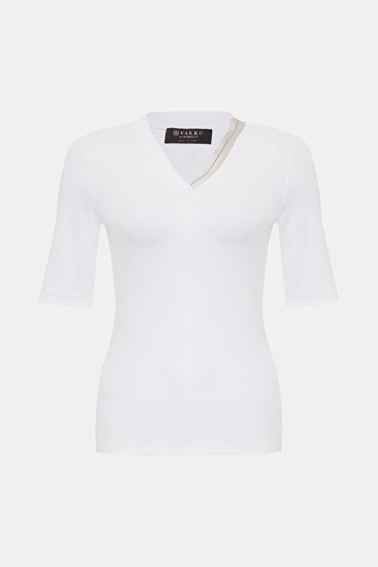 BEYAZ V YAKA T-SHIRT 4