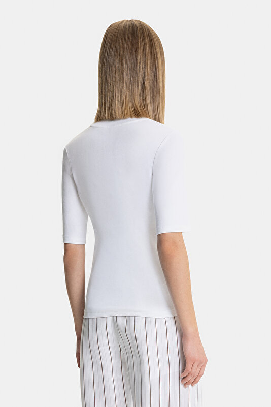 BEIGE V NECK SHORT SLEEVE TSHIRT 2
