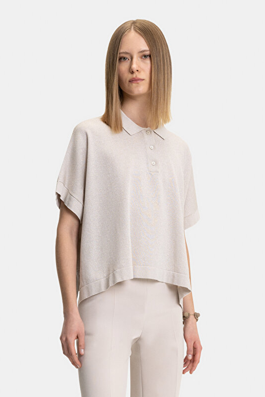 BEIGE POLO NECK TRICOT