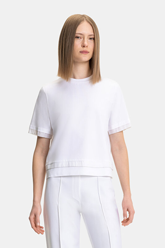 ECRU BASIC / ROUND NECKLINE SHORT SLEEVE TSHIRT