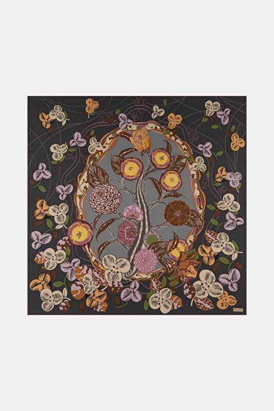 DRIED ROSE FLORAL PATTERN TWILL SCARF