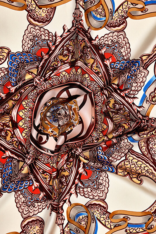 KIRMIZI ÇİÇEK DESENLİ TWILL EŞARP 2