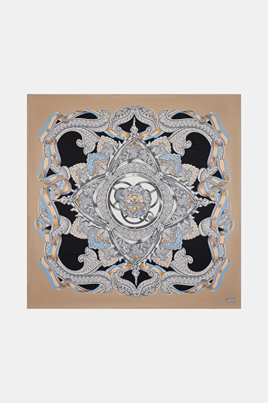 KUM ÇİÇEK DESENLİ TWILL EŞARP