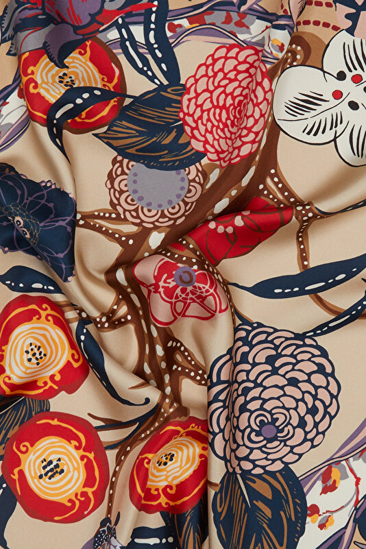 SAND FLORAL PATTERN TWILL SCARF 2