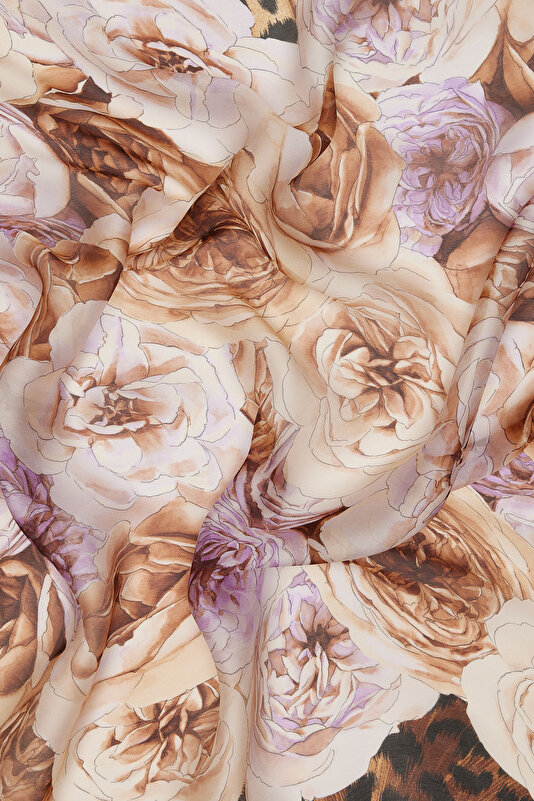 PURPLE FLORAL PATTERN CHIFFON SHAWL 2