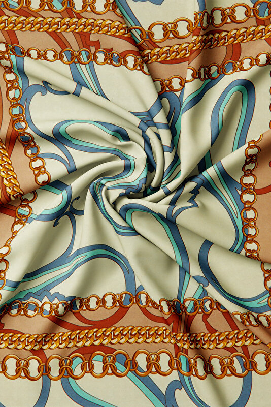 LIGHT BLUE PAISLEY PATTERNED VOILE SILK SCARF 2