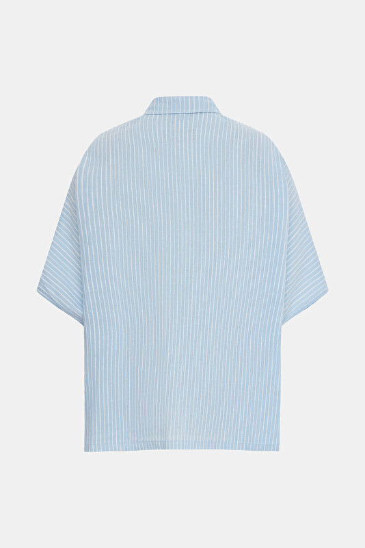 LIGHT BLUE OFF THE SHOULDER SHIRT 2