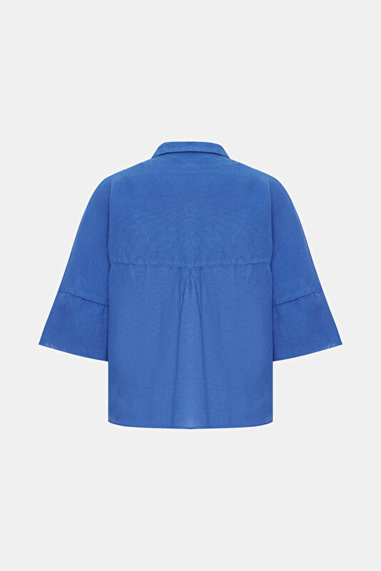 BLUE OFF THE SHOULDER SHIRT 2