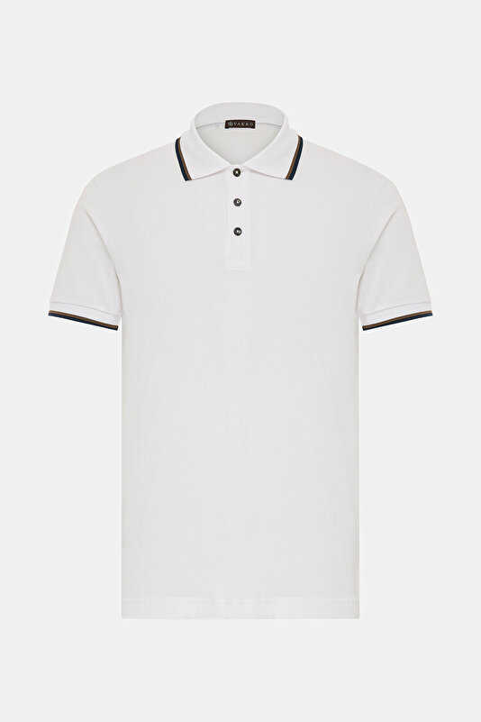 WHITE POLO NECK SHORT SLEEVE TSHIRT