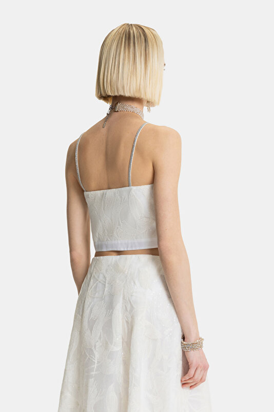 ECRU SQUARE SLEEVELESS SUSPENDER BLOUSE 2