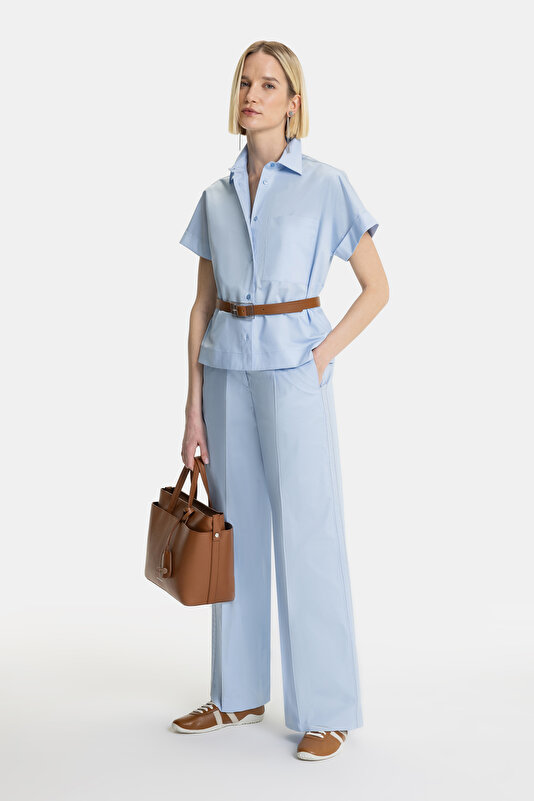 BLUE WIDE LEG TROUSERS