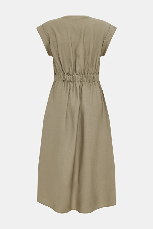 KHAKI SLEEVELESS MIDI DRESS 2