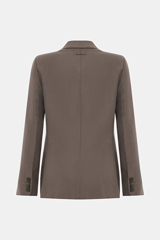BROWN SURPLICE NECKLINE (CROSS-OVER NECKLINE) JACKET 2