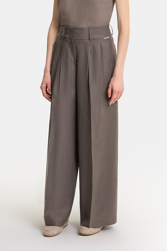 BROWN WIDE LEG TROUSERS 2