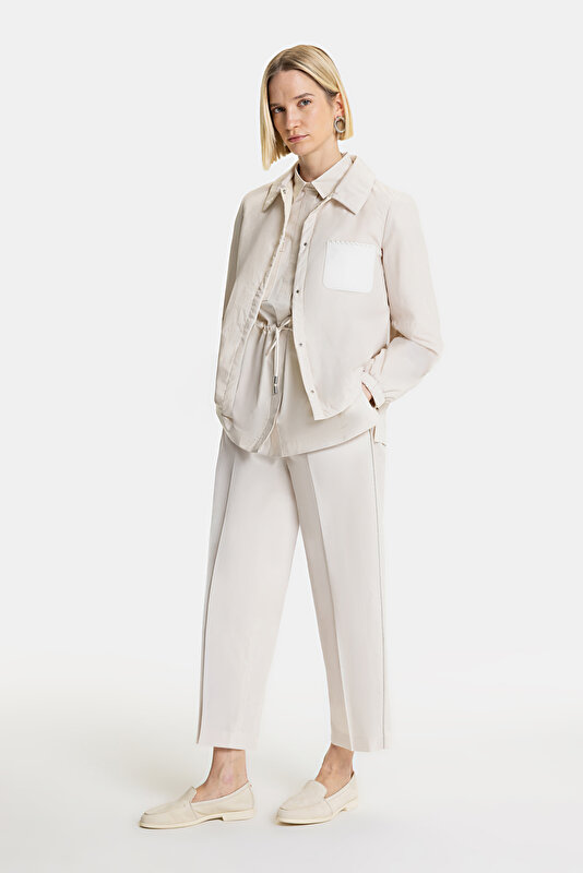 BEIGE WIDE LEG TROUSERS