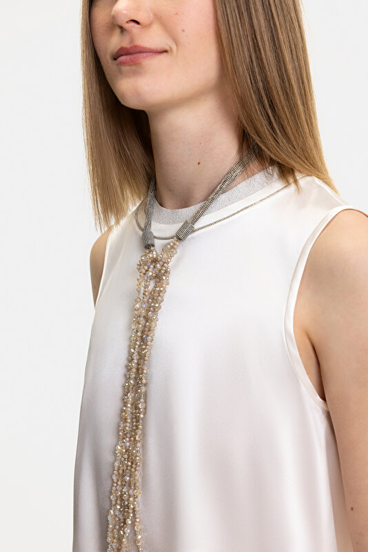 ECRU BASIC / ROUND NECKLINE SLEEVELESS BLOUSE 3