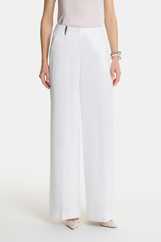 ECRU WIDE LEG TROUSERS 2