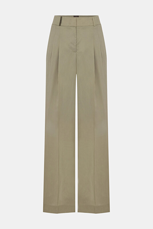 KHAKI WIDE LEG TROUSERS 4